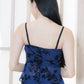 Jia Mesh Floral Top (with removable straps) (Navy)