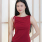 Jemma Asymmetrical draped top with strap (one side) (Red)