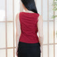 Jemma Asymmetrical draped top with strap (one side) (Red)