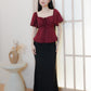 Aria Flutter Sweetheart Top (Maroon)