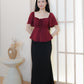 Aria Flutter Sweetheart Top (Maroon)