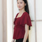 Aria Flutter Sweetheart Top (Maroon)