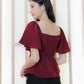 Aria Flutter Sweetheart Top (Maroon)