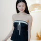 Naomi Lace Ribbon Tube Top (Black)