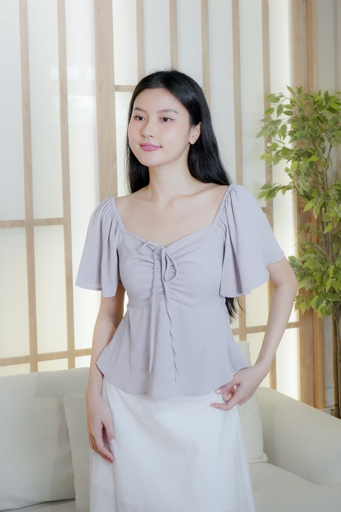 Aria Flutter Sweetheart Top (Lilac)
