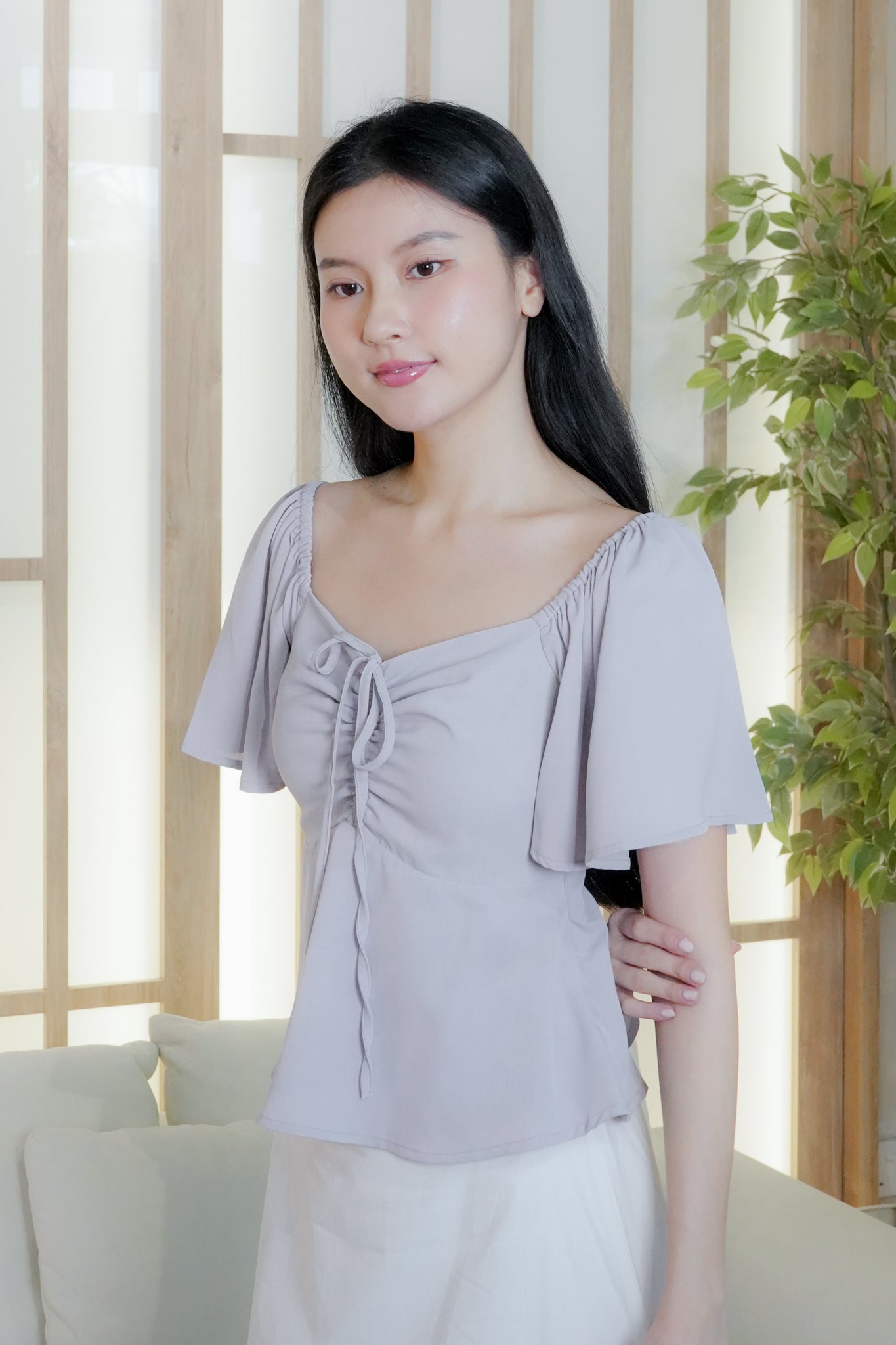 Aria Flutter Sweetheart Top (Lilac)