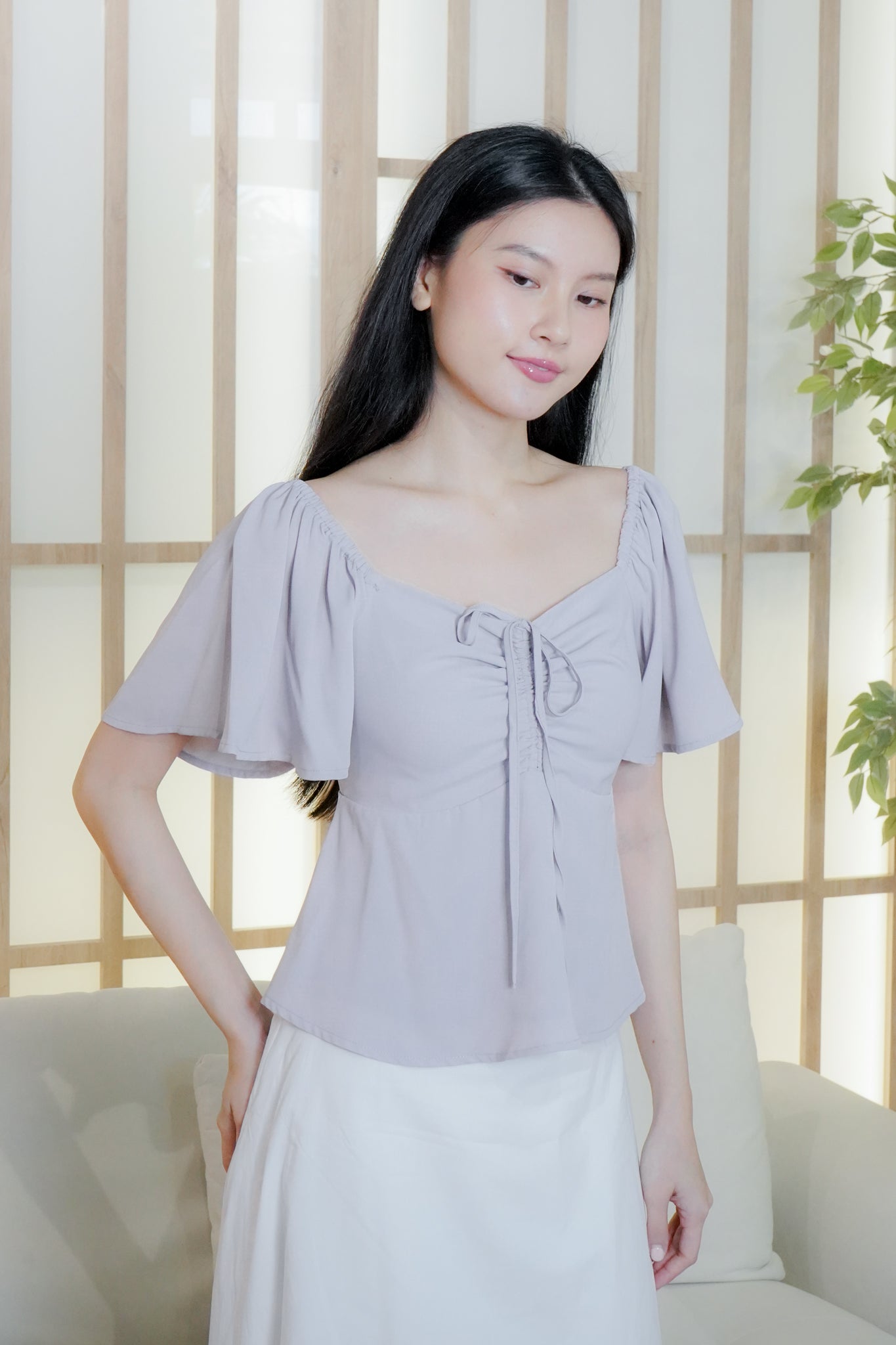 Aria Flutter Sweetheart Top (Lilac)