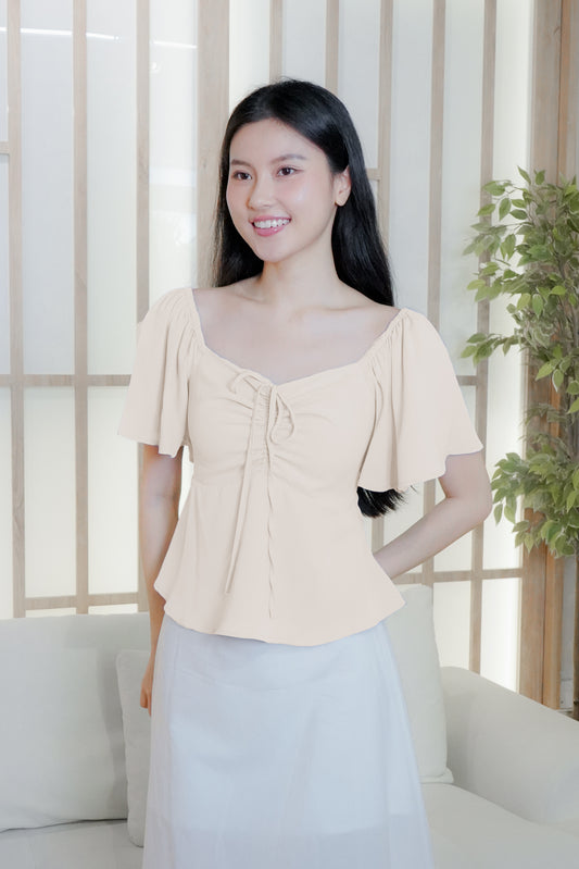 Aria Flutter Sweetheart Top (Butter yellow)