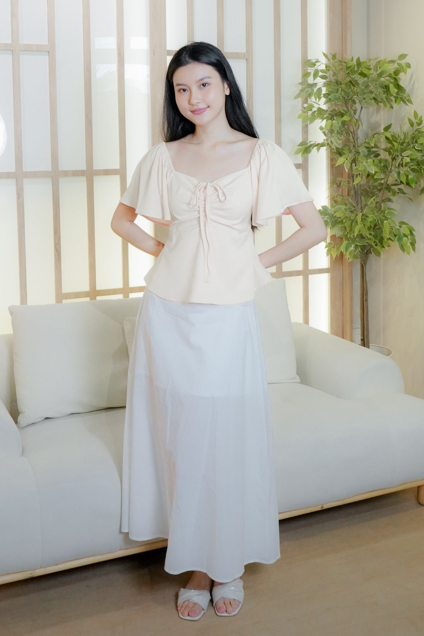 Aria Flutter Sweetheart Top (Butter yellow)