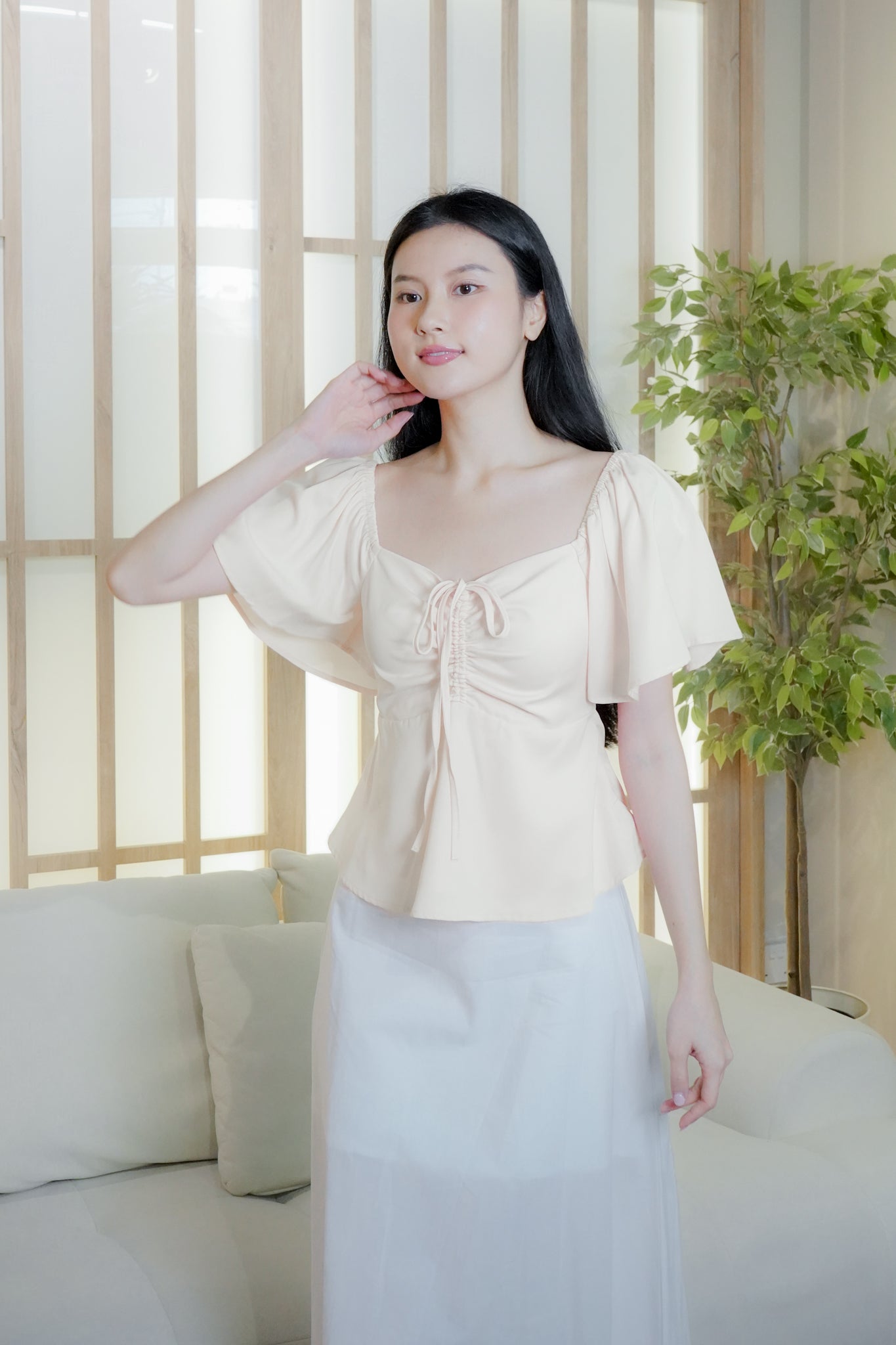 Aria Flutter Sweetheart Top (Butter yellow)