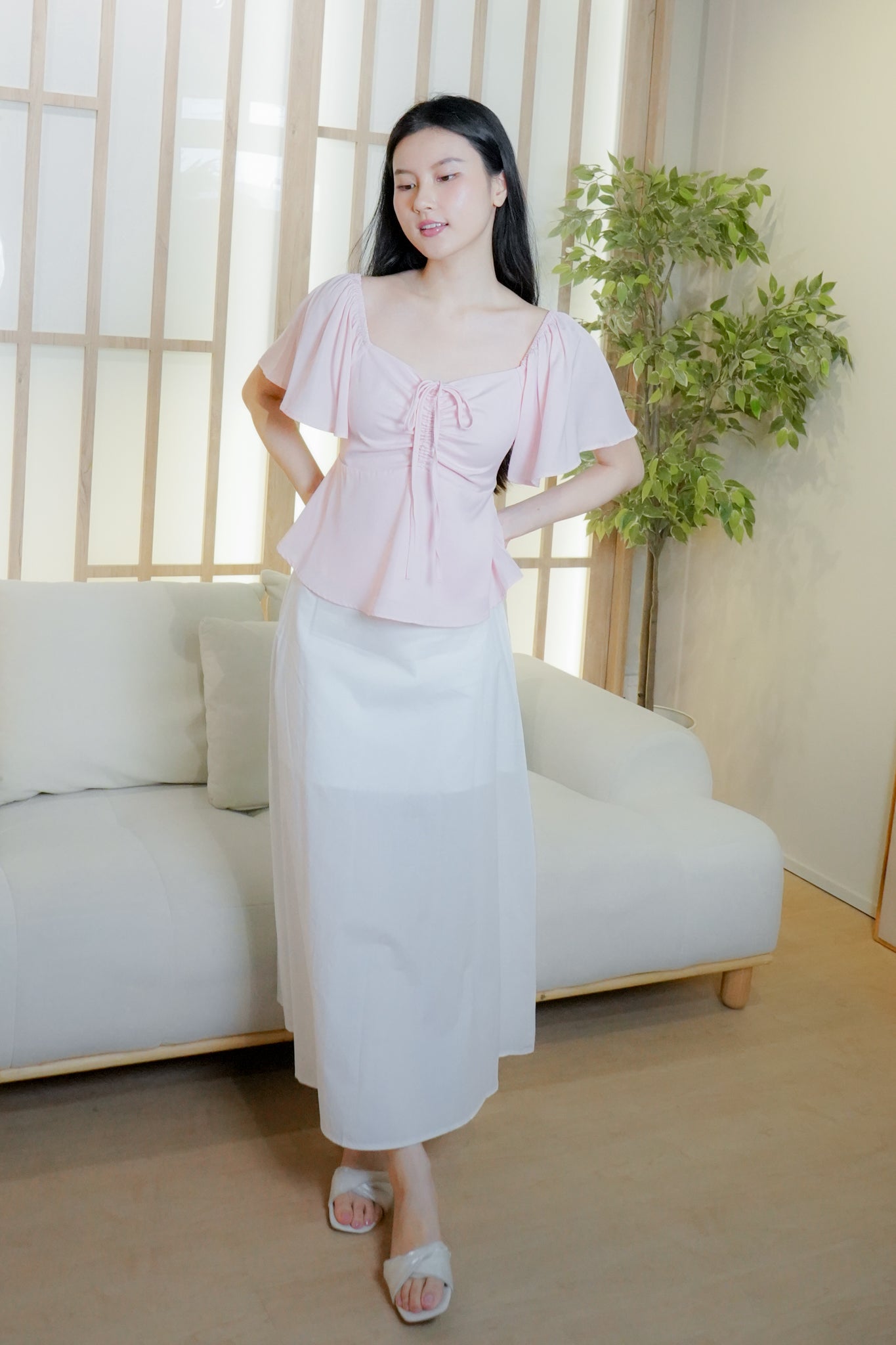 Aria Flutter Sweetheart Top (Blush)