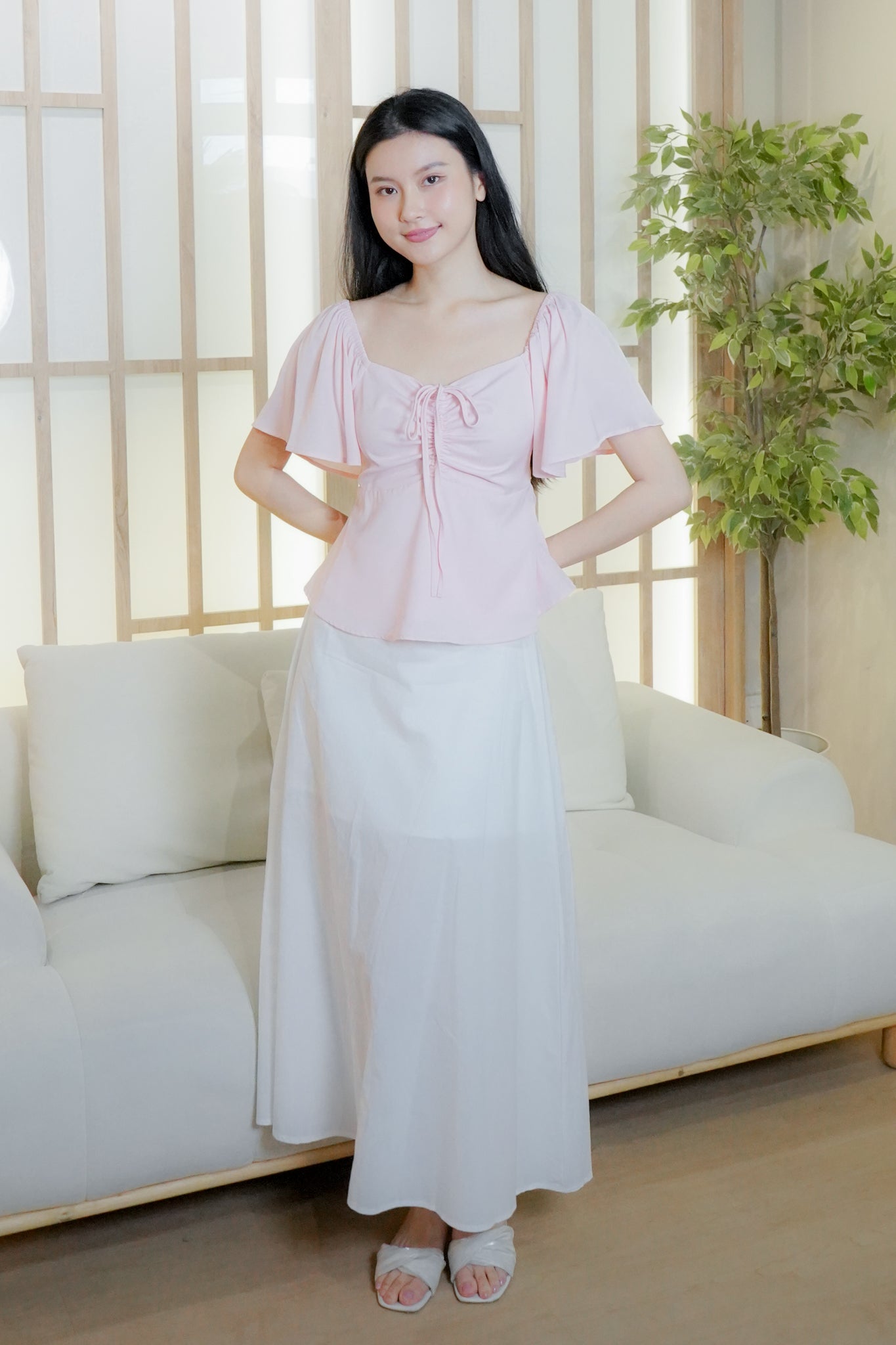 Aria Flutter Sweetheart Top (Blush)