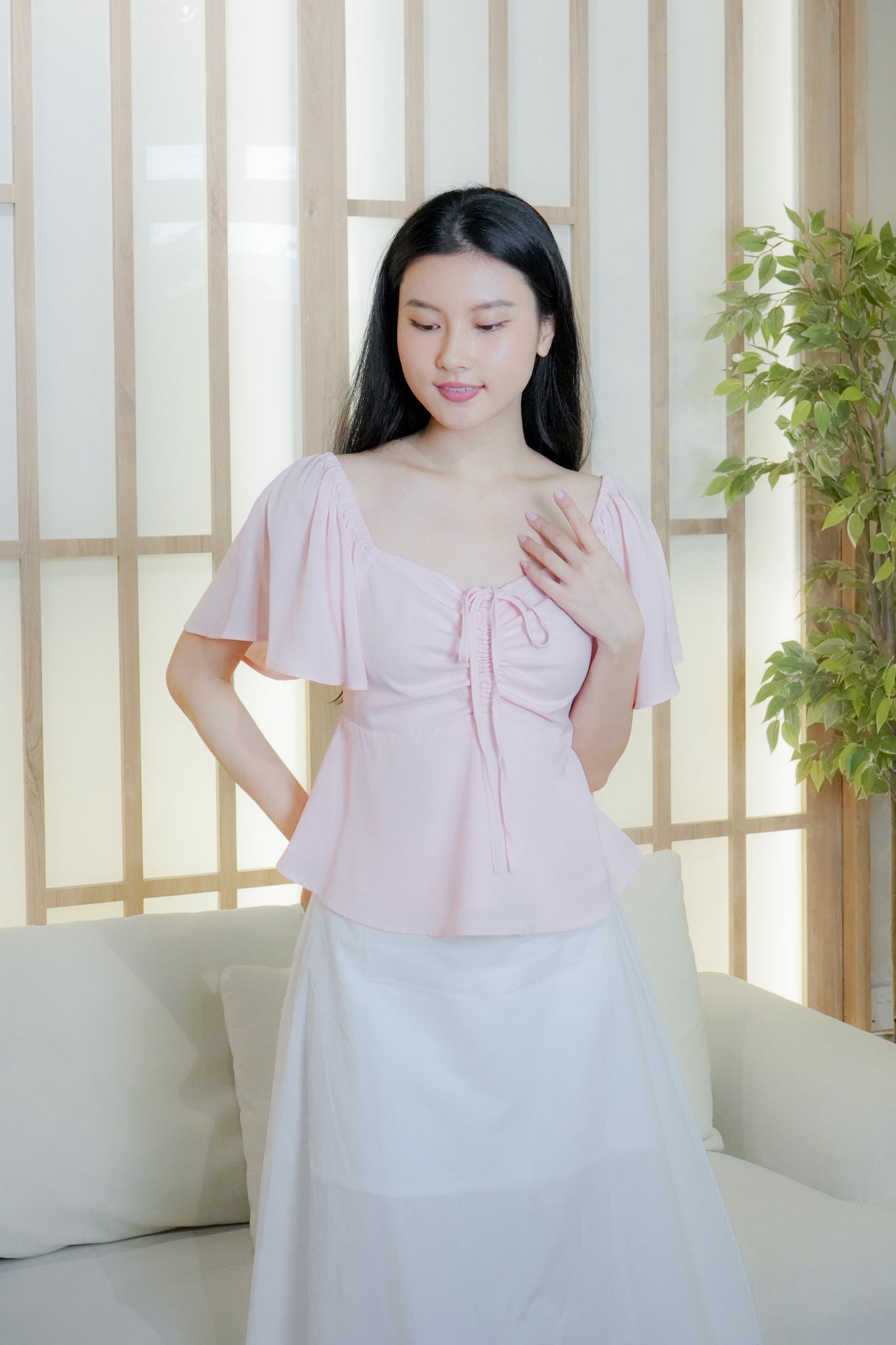 Aria Flutter Sweetheart Top (Blush)