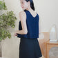 Mandy Sleeveless Tie Front Top (Dark Denim)