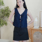 Mandy Sleeveless Tie Front Top (Dark Denim)