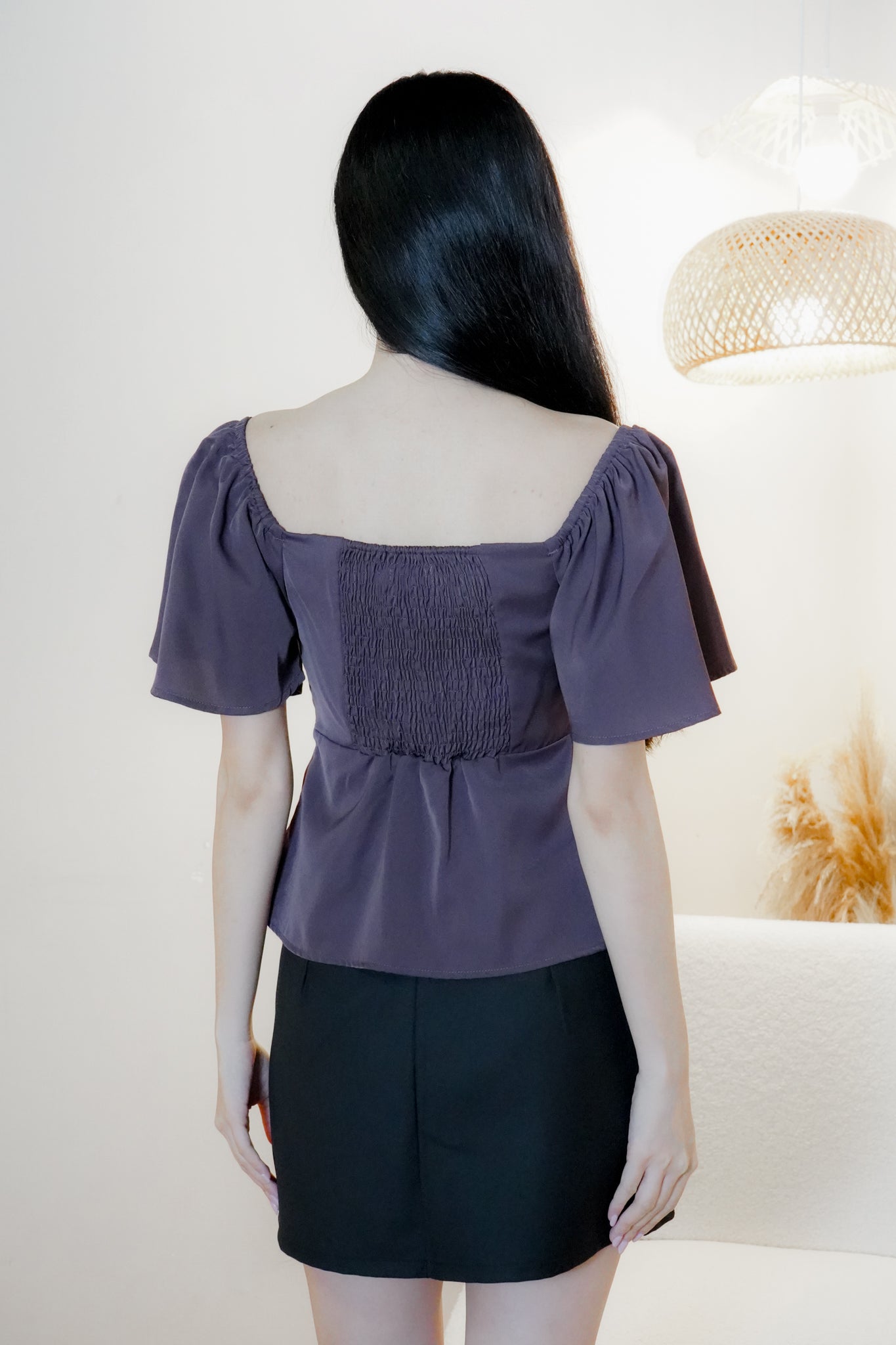 Aria Flutter Sweetheart Top (Plum)
