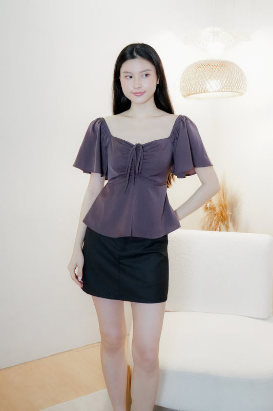 Aria Flutter Sweetheart Top (Plum)