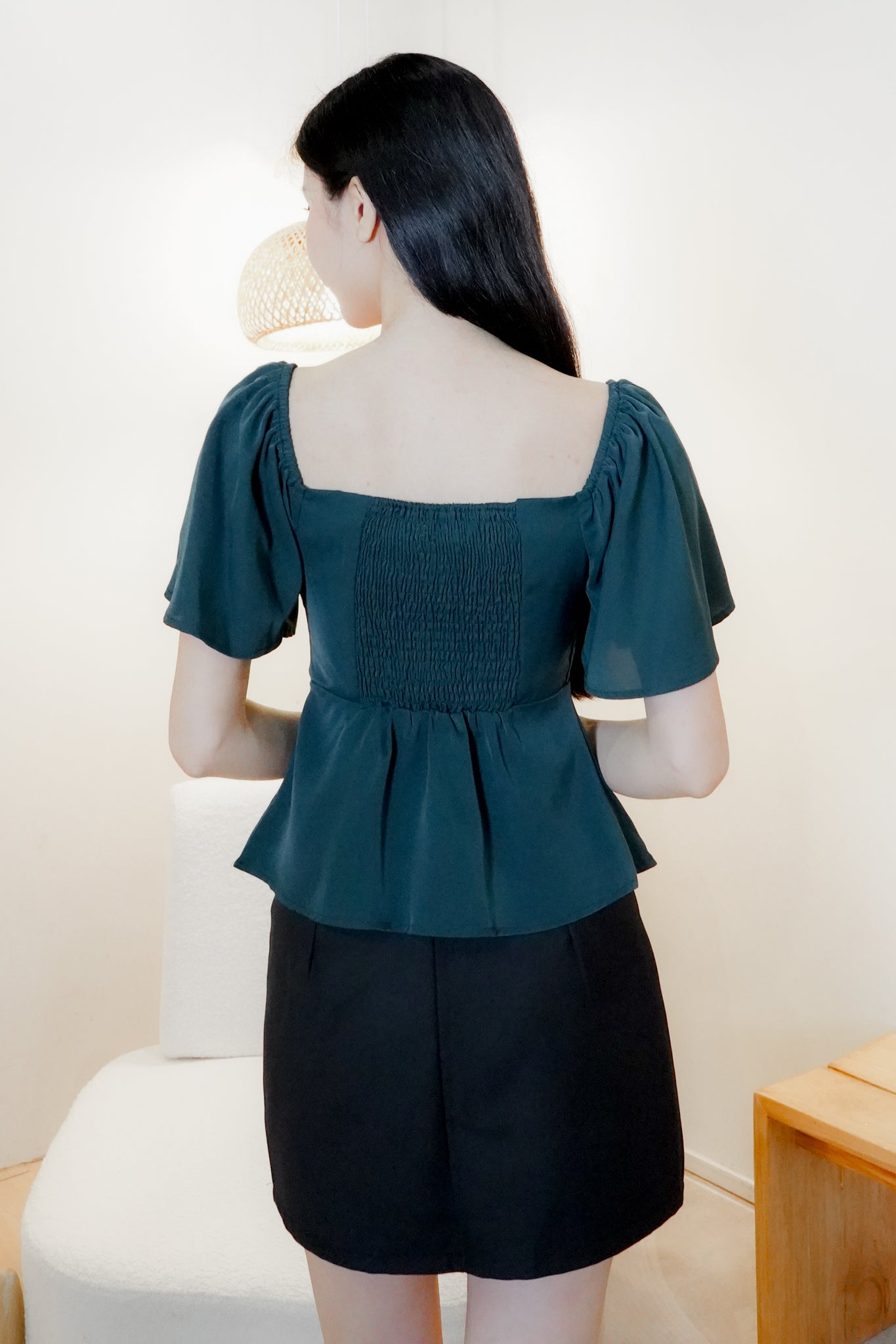Aria Flutter Sweetheart Top (Forest)