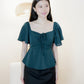 Aria Flutter Sweetheart Top (Forest)