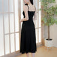 Jing Ruched Mesh Maxi Dress (Black)