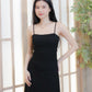 Jing Ruched Mesh Maxi Dress (Black)