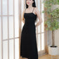Jing Ruched Mesh Maxi Dress (Black)