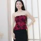 Jia Mesh Floral Top (with removable straps) (Red)