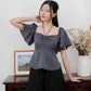 Aria Flutter Sweetheart Top (Gunmetal)