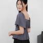Aria Flutter Sweetheart Top (Gunmetal)