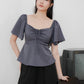 Aria Flutter Sweetheart Top (Gunmetal)