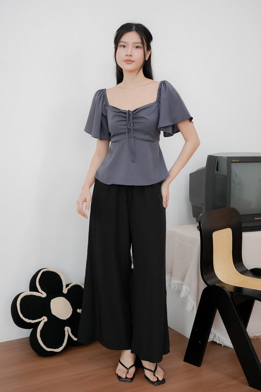 Aria Flutter Sweetheart Top (Gunmetal)