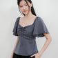 Aria Flutter Sweetheart Top (Gunmetal)