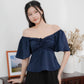 Aria Flutter Sweetheart Top (Navy)