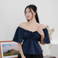 Aria Flutter Sweetheart Top (Navy)
