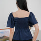Aria Flutter Sweetheart Top (Navy)
