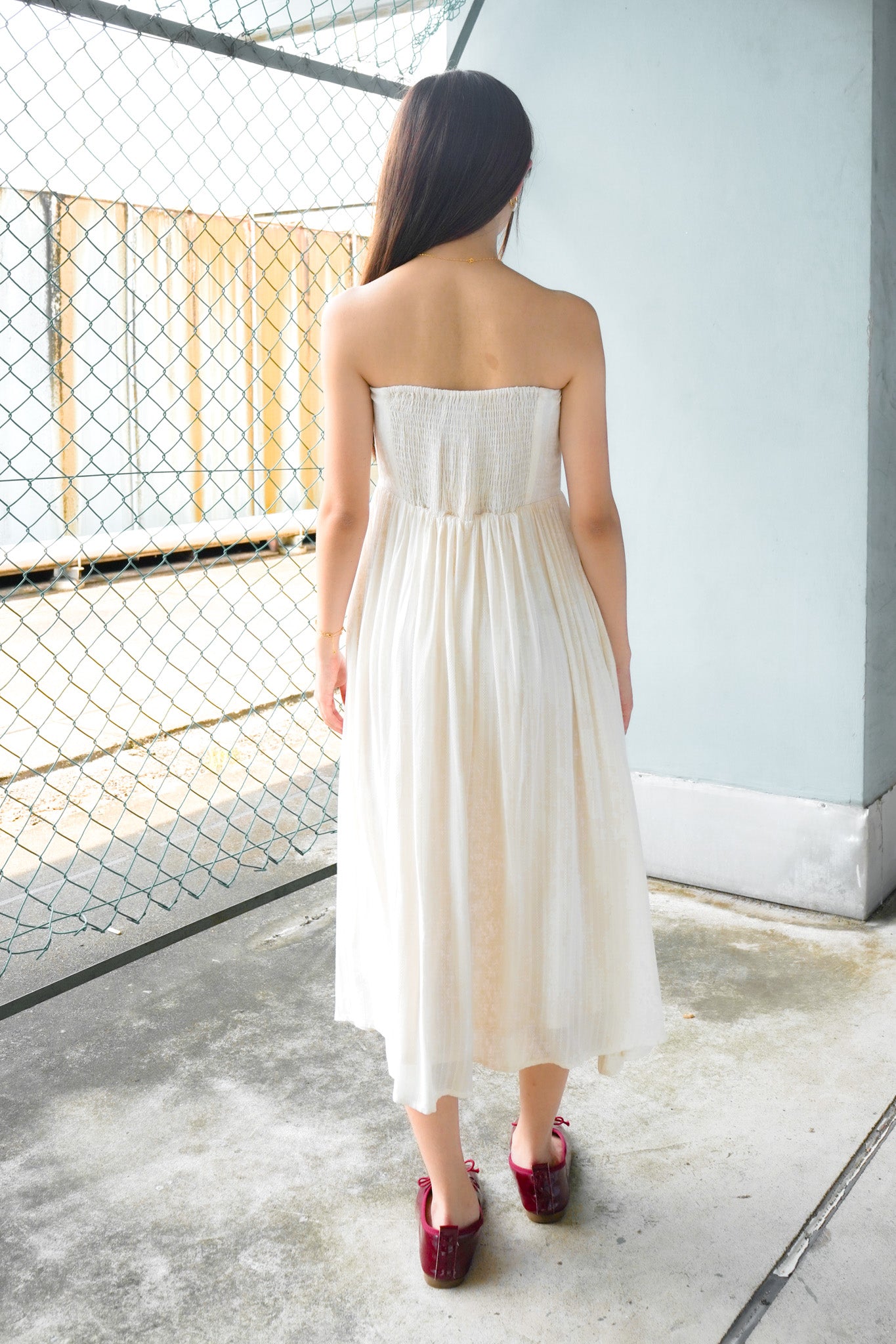 Sophia Tube Gathered Dress (Cream)
