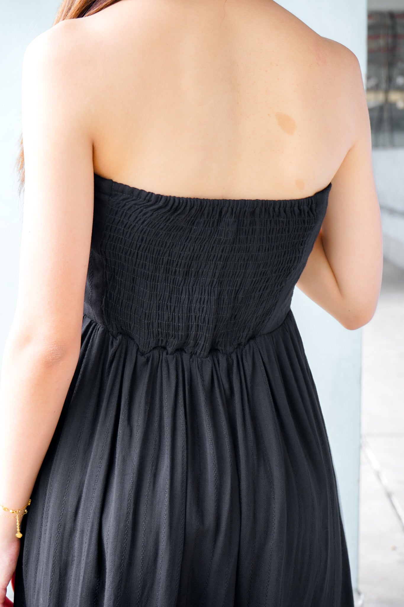 Sophia Tube Gathered Dress (Black)
