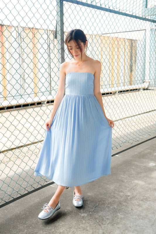 Sophia Tube Gathered Dress (Pastel Blue)