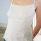 Cleo Embroidered Empire Waist Sleeveless Top (White)