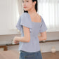 Aria Flutter Sweetheart Top (Pastel Blue)