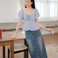 Aria Flutter Sweetheart Top (Pastel Blue)