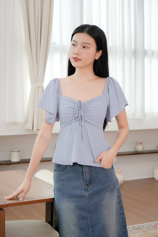 Aria Flutter Sweetheart Top (Pastel Blue)