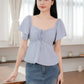Aria Flutter Sweetheart Top (Pastel Blue)