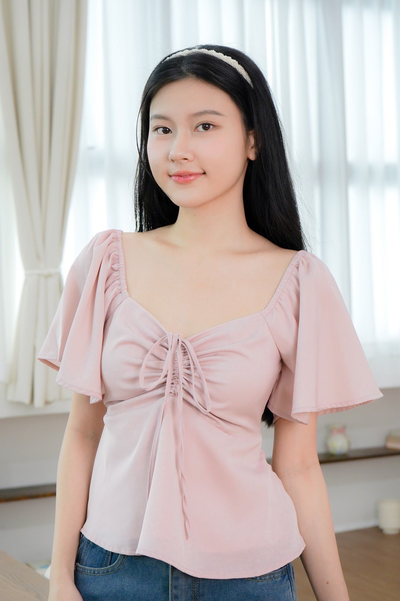 Aria Flutter Sweetheart Top (Pastel Pink)