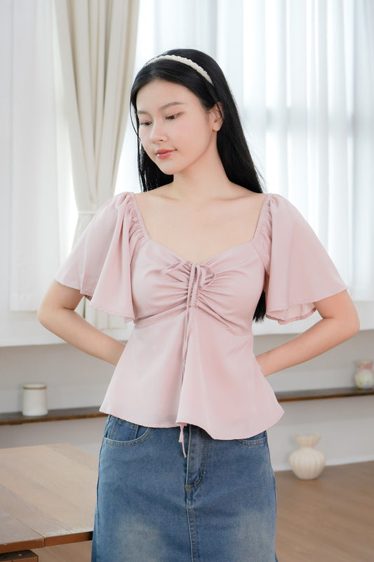 Aria Flutter Sweetheart Top (Pastel Pink)