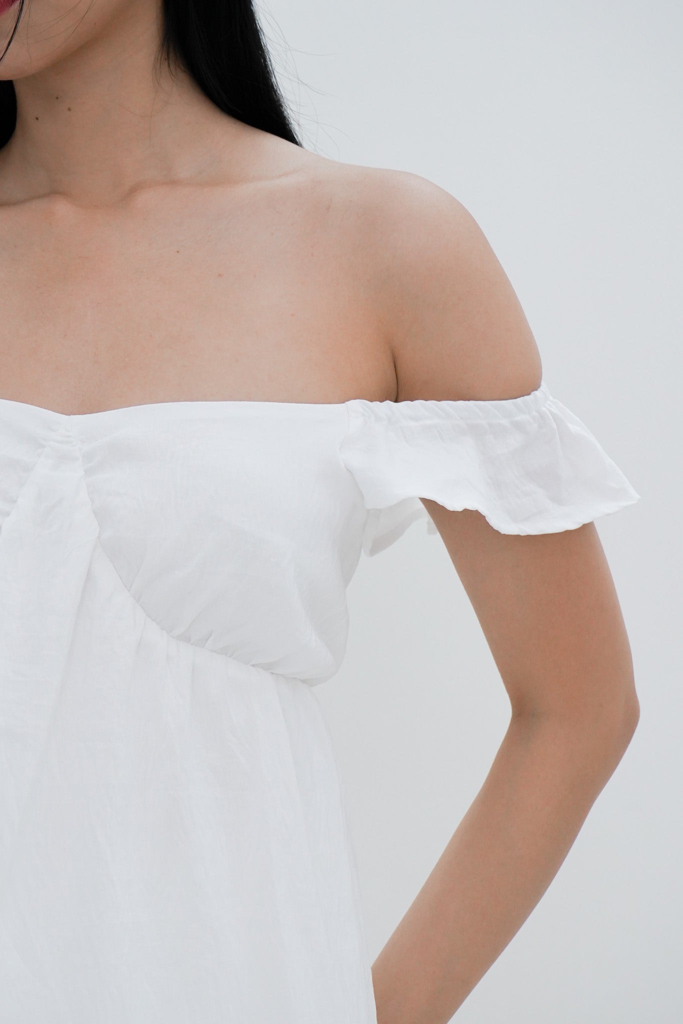 Ivy Flutter Longline Top (White)