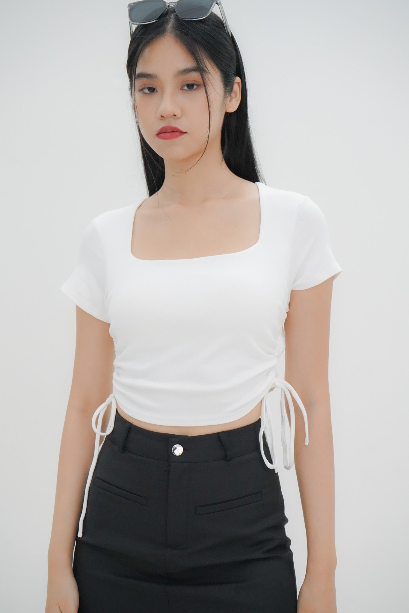 Sloan Padded Square neck Top (White)