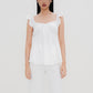 Ivy Flutter Longline Top (White)