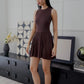 Jordyn Pleated Knit Dress (Mocha)