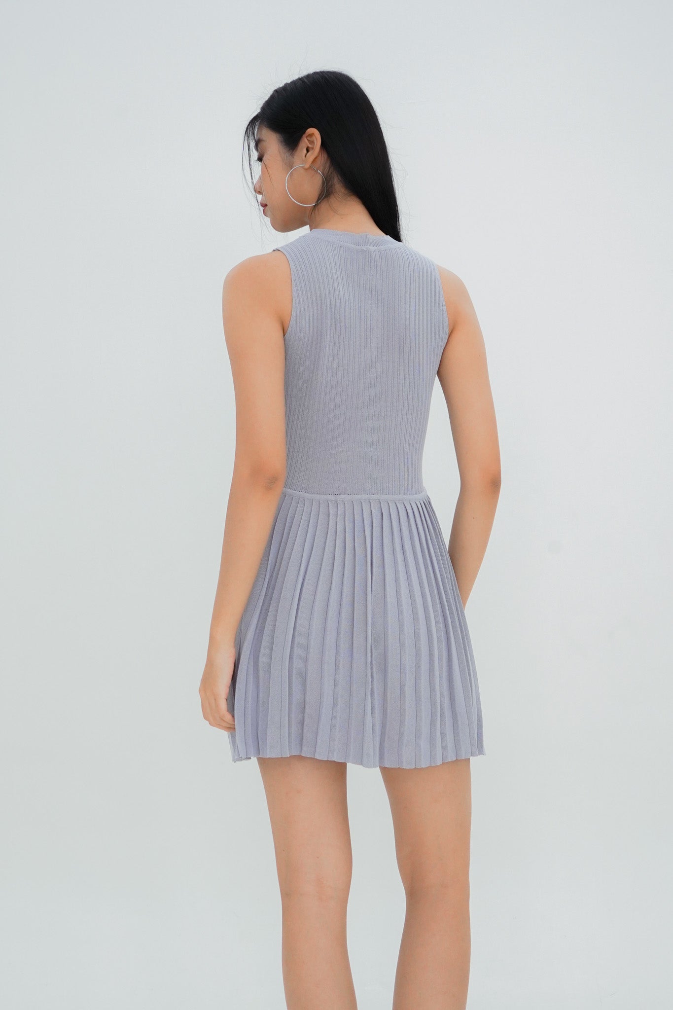 Jordyn Pleated Knit Dress (Grey)